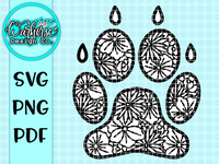Dog paw floral mandala SVG PNG PDF
