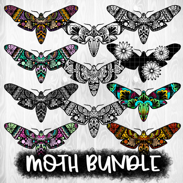 Moth Bundle (11 PNGs & 4 SVGs)