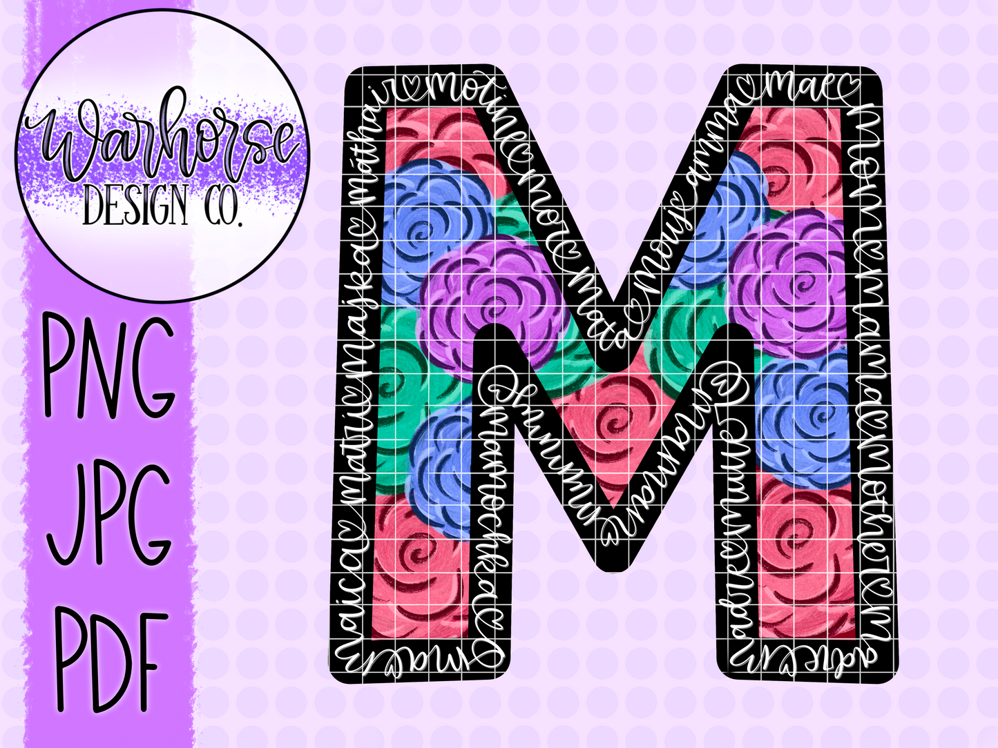 Mother's day floral M PNG JPEG PDF