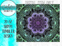 Copy of Halloween Mandala Green/Purple Digital Tumbler Wrap PNG JPEG
