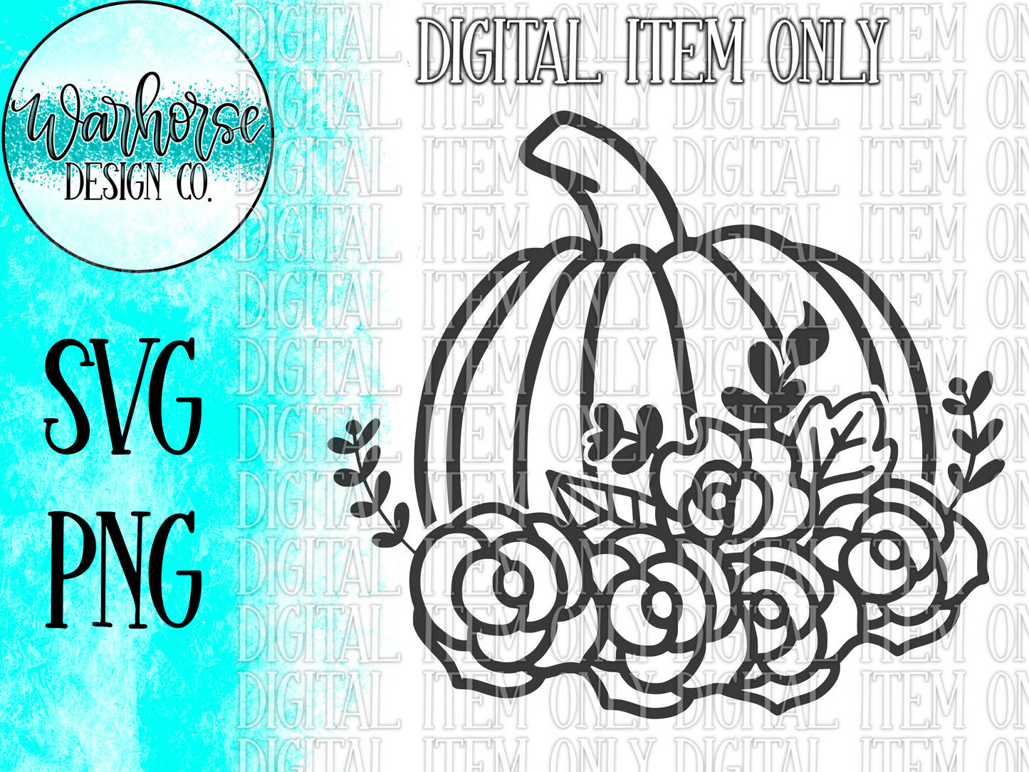 Pumpkin Roses SVG PNG PDF
