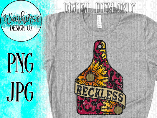 Reckless Cow Tag PNG JPEG PDF