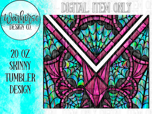 Stained Glass & Spiderwebs (pink) Digital Tumbler Wrap PNG JPEG