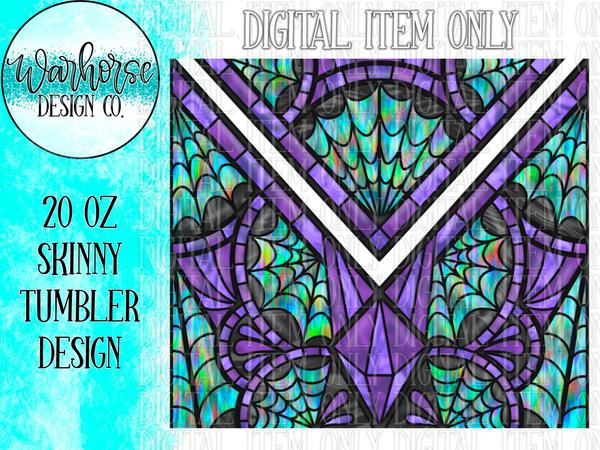 Stained Glass & Spiderwebs (Purple) Digital Tumbler Wrap PNG JPEG