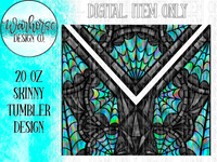 Stained Glass & Spiderwebs (Grey) Digital Tumbler Wrap PNG JPEG