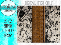 Cowhide & Leather- Brown Digital Tumbler Wrap PNG JPEG