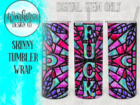 Stained Glass Fuck Pink Digital Tumbler Wraps PNG JPEG