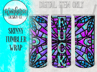 Stained Glass Fuck Purple Digital Tumbler Wraps PNG JPEG