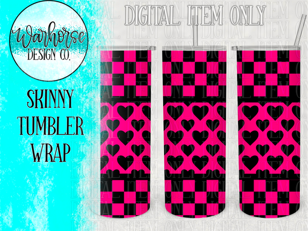 Pink Punky Hearts Digital Tumbler Wraps PNG JPEG