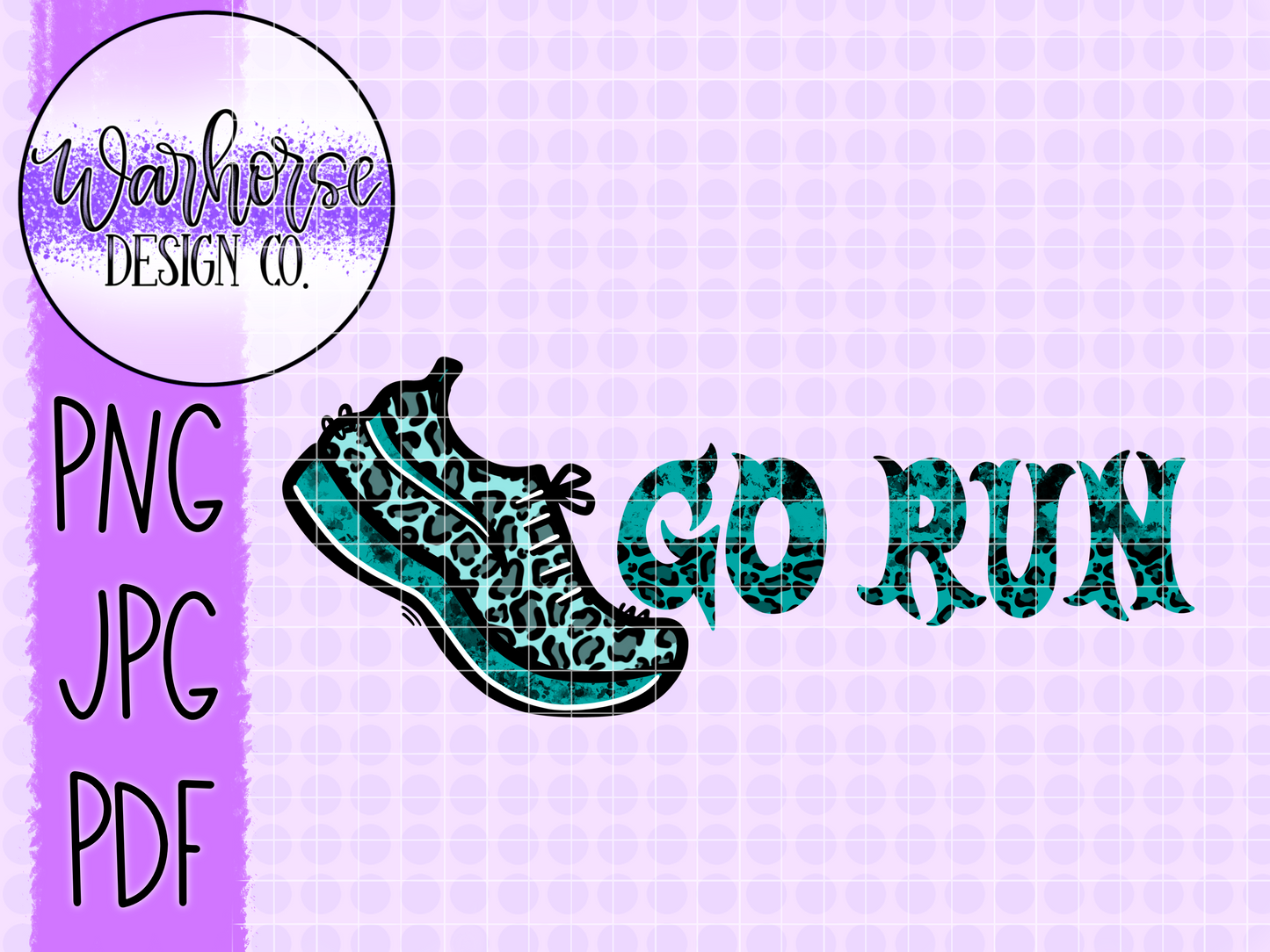 Go Run Leopard Sneaker PNG JPEG PDF