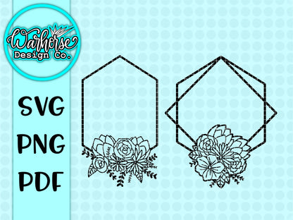 Geometric Floral Frame SVG set