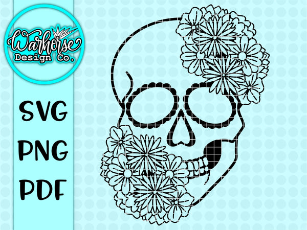 Floral Skull SVG PNG PDF