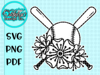 Baseball/Softball Floral SVG PNG PDF