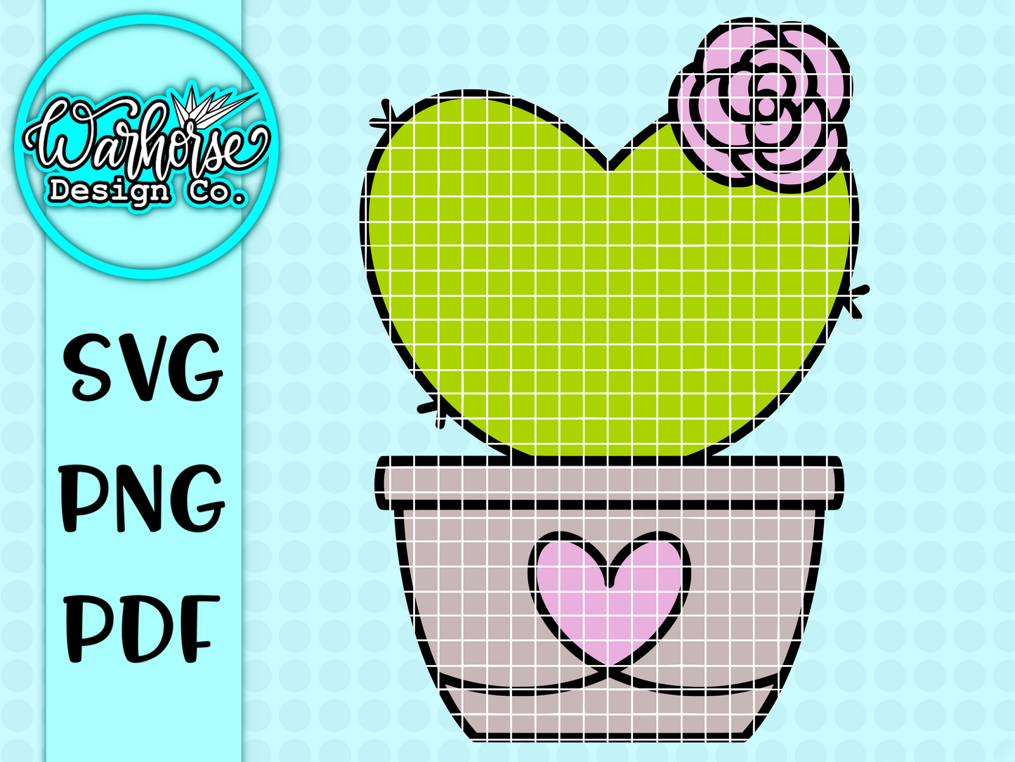 Heart Cactus SVG PNG PDF