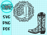 Cowboy Boot Mandala SVG PNG PDF